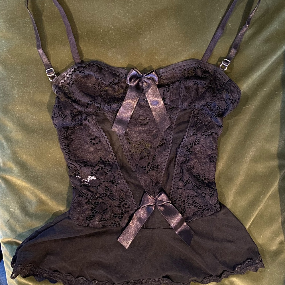 Black Lace Camisole with Bows